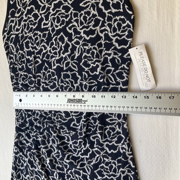 Eva Mendes New York & Company Women Midi Dress M Navy Floral Zipper Sleeveless - Picture 5 of 8